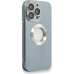 Case World Caseworld Apple iPhone 14 Pro Max Kapak Mercek Korumalı Logo Gösteren Tasarım Silikon Kılıf - Mavi