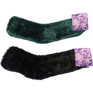 Kışlık 2 Çift Bir Arada Hediyelik-Giymelik Tüylü Dikişsiz Burunlu Rahat Şık Peluş Kadın Ev-Parti Çorabı