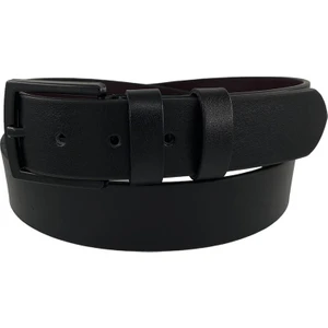 Siyah Suni Deri Dikişli Model 4 cm Spor Kemer - 7000-DÜZ