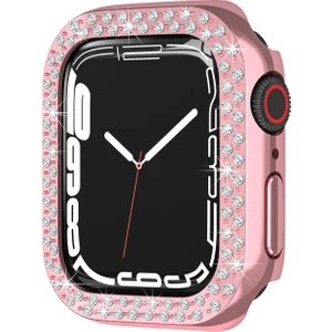 Szykdd Galvanik Pc Çift Satırlar Elmas Koruyucu Kılıf Apple Watch Series 7 45MM (Yurt Dışından)