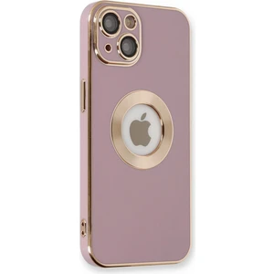 Caseart Apple iPhone 14 Plus  Kapak Mercek Korumalı Logo Gösteren Tasarım Silikon Kılıf - Mor