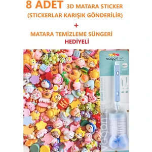 3D Matara Sticker Seti 8 Adet Renkli Desenler ve Temizleme Süngeri