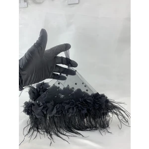 Sırmalı Çeyiz Kına Geceleri Için Siyah Tüylü Arnavut Gelin Halay Mendili