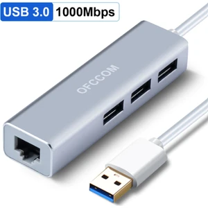 Ultratekno USB 3.0 3-Port Hub ve Gigabit Ethernet Adaptör Ikisi Bir Arada USB Adaptör - Alüminyum Kasa