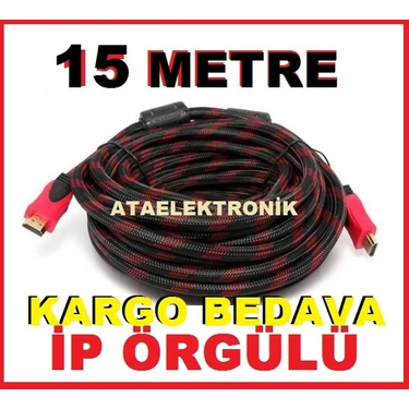 Ata Elektronik 15MT Hdmı Kablosu Ses ve Görüntü Aktarım Kablosu Full Hd Destekli Pc Tv Arası Laptop