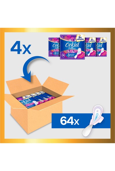 Orkid Platinum Hijyenik Ped Gündüz & Gece 64 Adet Anne Kız Paketi