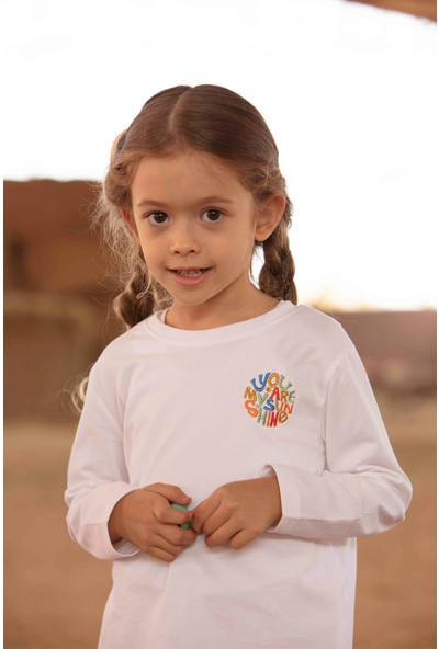 Miela Kids Sunshine Nakışlı Basic T-Shirt - Beyaz