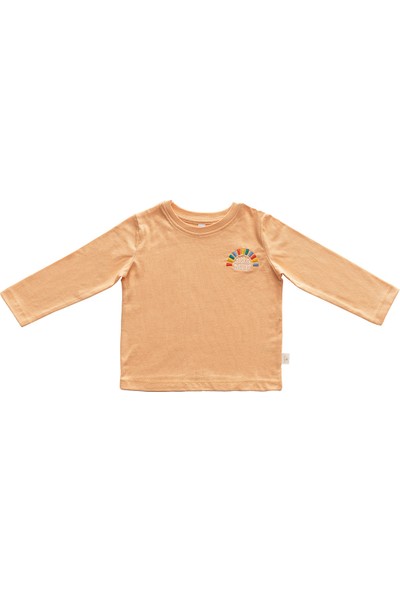 Miela Kids Hello Sunshine Nakışlı Basic T-Shirt - Kavuniçi