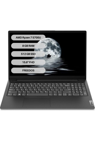 Lenovo V15 G2 Alc Amd Ryzen 7 5700U 8 GB 512 GB SSD Freedos 15.6" FHD Taşınabilir Bilgisayar 82KD0044TX