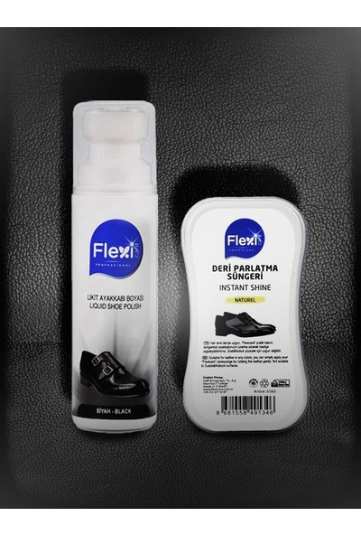 Siyah Spor Deri Likit Ayakkabı Boyası 75 ml + Siyah Deri Ayakkabı Bakım, Temizleme ve Parlatma Süngeri