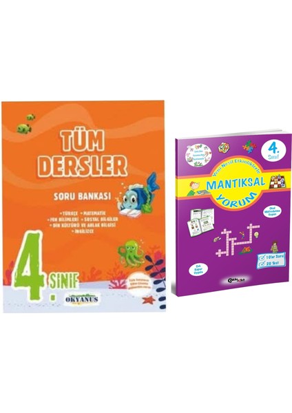 Okyanus Yayınları 4. Sınıf Tüm Dersler Soru Bankası + Mantıksal Yorum Kitabı