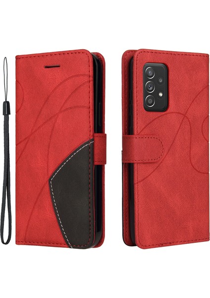 Kt Deri Serisi-1 Stand Özellik Bilek Kayışı Iki Renk Dokunma Stili Pu Deri Deri Flip Cüzdan Telefon Kılıfı Samsung Galaxy A52 4g / 5g / A52S 5g (Yurt Dışından)