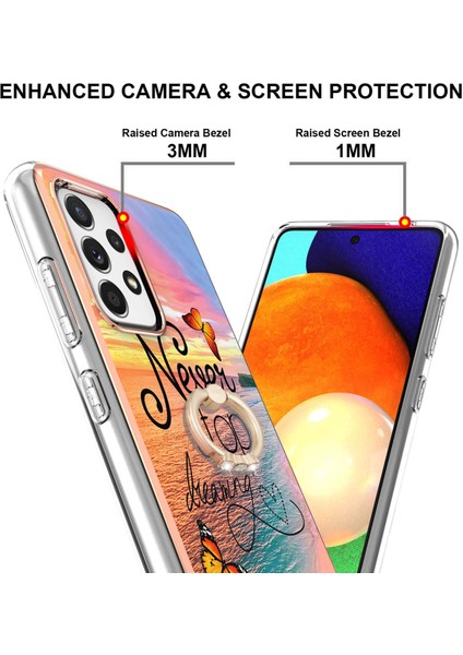 Mermer Desen Imd Tasarım Parmak Yüzüğü Kickstand Tpu Telefon Koruyucu Kapak Çantası Samsung Galaxy A52 5g / 4g / Galaxy A52S 5g (Yurt Dışından) fiyatları