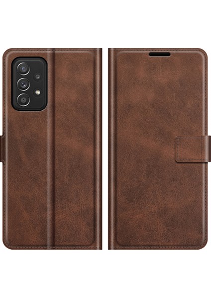 Samsung Galaxy A52 4G/5G/A52S 5g Için Stand ile Premium Pu Deri Anti-Fall Folio Flip Cüzdan Tasarım Manyetik Kıta Telefon Kapağı (Yurt Dışından)