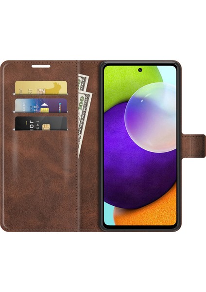Samsung Galaxy A52 4G/5G/A52S 5g Için Stand ile Premium Pu Deri Anti-Fall Folio Flip Cüzdan Tasarım Manyetik Kıta Telefon Kapağı (Yurt Dışından) fırsatları