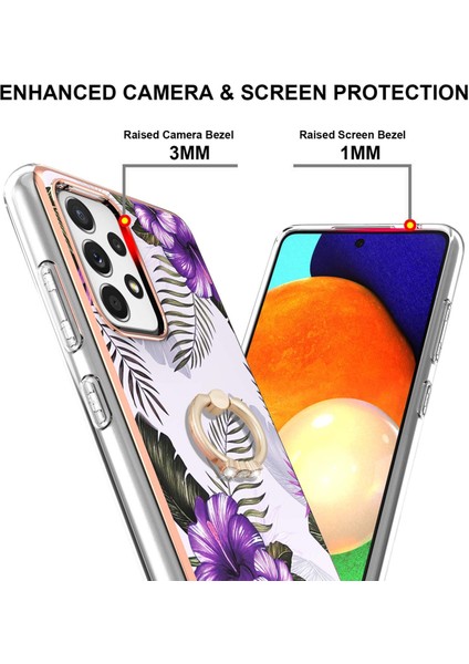 Mermer Desen Imd Tasarım Parmak Yüzüğü Kickstand Tpu Telefon Koruyucu Kapak Çantası Samsung Galaxy A52 5g / 4g / Galaxy A52S 5g (Yurt Dışından) fiyatları
