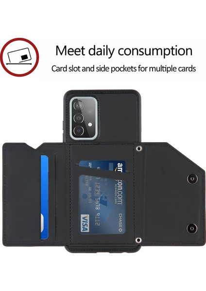 Samsung Galaxy A52 4g / 5g / A52S 5g / A52S 5g Için Omuz Kayışı ile Pürüzsüz Deri Kart Tutucu Tasarım Telefon Stand Kılıfı (Yurt Dışından) modelleri