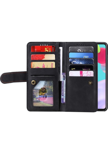 Samsung Galaxy A52 4g / 5g / A52S 5g Için Deri Kaplamalı Tpu Cüzdan Telefon Stand Vakası 9 Kart Yuvası Kickstand Shell (Yurt Dışından) fırsatları
