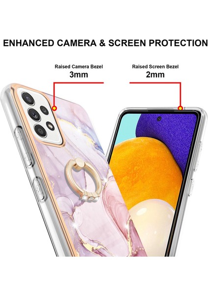 Anti-Sarı Iml Imd Mermer Deseni Esnek Tpu Kapak Elektrapan Telefon Kılıfı ile Samsung Galaxy A52 4G/5G/A52S 5g (Yurt Dışından)