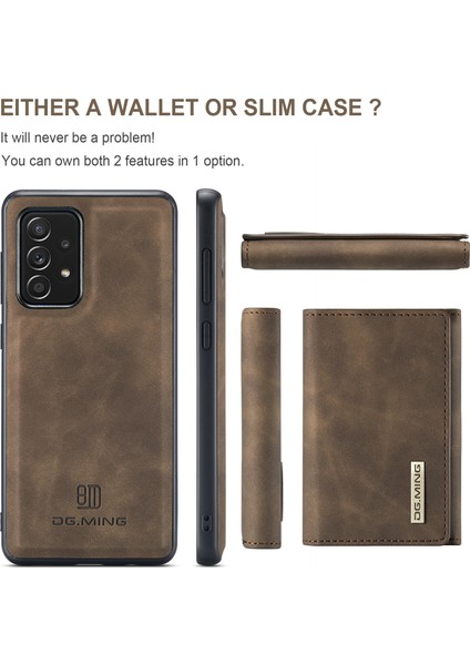 Dg.ming M1 Serisi Samsung Galaxy A52 4g / 5g / A52S 5g Için Çıkarılabilir Manyetik Cüzdanlı Anti-Fall Anti Kickstand Tasarım Telefon Kılıfı (Yurt Dışından) modelleri