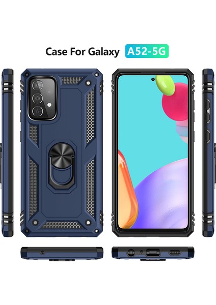 Samsung Galaxy A52 4g / 5g / A52S 5g Için Zırh Anti-Fall Metal Yüzük Kickstand Tasarım Hibrit Pc Tpu Kabuğu (Yurt Dışından) modelleri