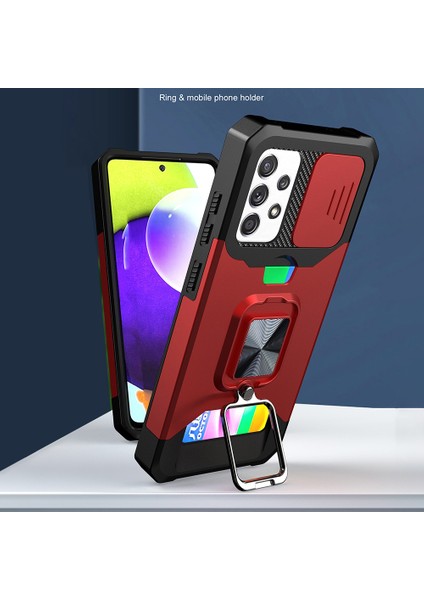 Kamera Kaydırıcısı ile Her Şey Dahil Hibrit Telefon Kasası Kapak Kabuğu + Arka Kart Tutucusu + Samsung Galaxy A52 4G/5G/A52S 5g Için Yerleşik Metal Sayfası (Yurt Dışından) fiyatları