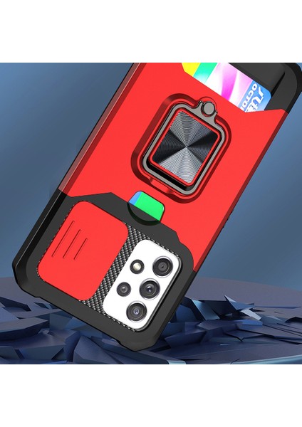 Kamera Kaydırıcısı ile Her Şey Dahil Hibrit Telefon Kasası Kapak Kabuğu + Arka Kart Tutucusu + Samsung Galaxy A52 4G/5G/A52S 5g Için Yerleşik Metal Sayfası (Yurt Dışından) fırsatları