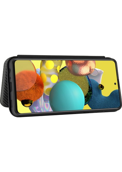 Samsung Galaxy A52 4g / 5g / A52S 5g Için Kart Tutucu Karbon Fiber Deri Otomatik Absorbed Kapak Kılıfı (Yurt Dışından)