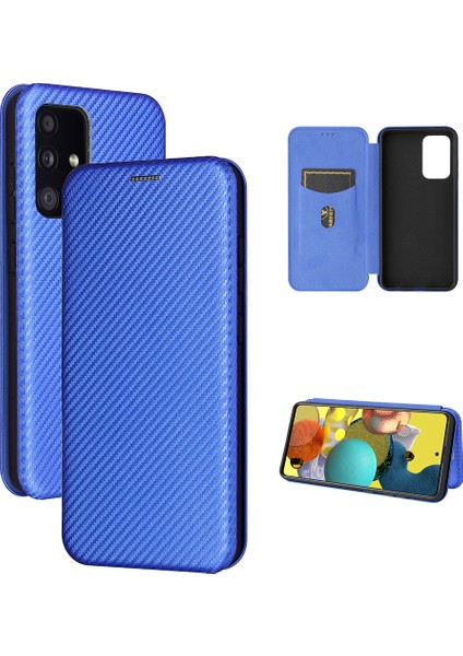 Samsung Galaxy A52 4g / 5g / A52S 5g Için Kart Tutucu Karbon Fiber Deri Otomatik Absorbed Kapak Kılıfı (Yurt Dışından)