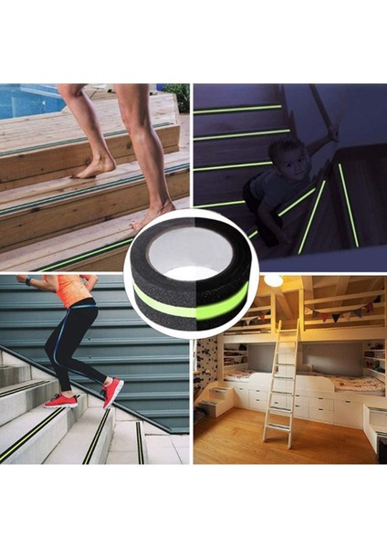 Fosforlu Kaydırmaz Bant 5cmx10m Yeşil Reflektif Merdiven Kaydırmaz Bant Fosforlu Zemin Kaymaz