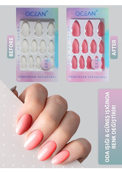 Takma Tırnak Renk Değiştiren Tak ve Çık Kendinden Yapışkanlı - 862
