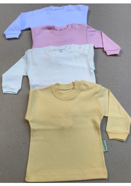 Uzun Kollu Bebek Üst Badi (4 Lü Paket) (Beyaz,pembe,krem,sarı) 0-24 Ay Arası fiyatları