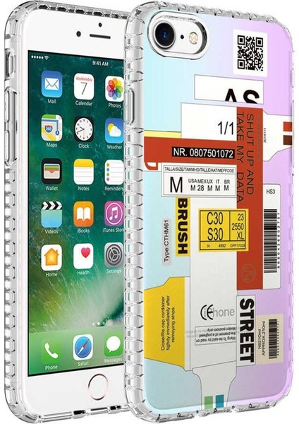 Apple iPhone Se 2020 Kılıf Airbag Kenarlı Renkli Desenli Elegans Silikon