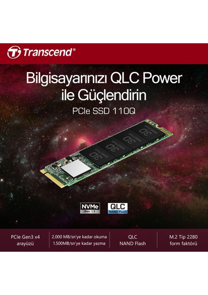 Ts500Gmte110Q 500GB 1900-900MB PCIe Qlc NVMe M.2 SSD