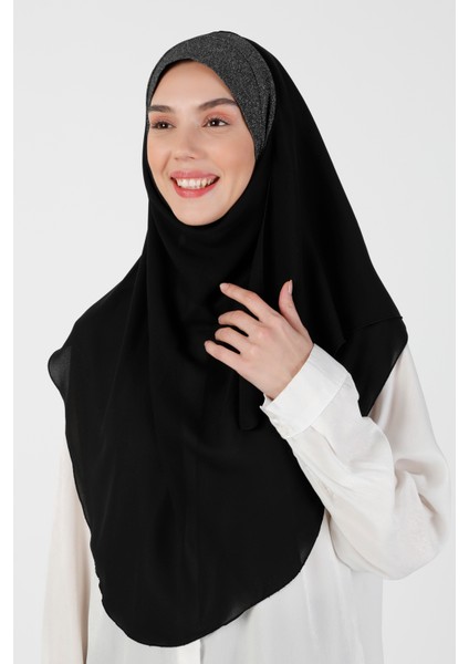 Simli Krep Şal - Siyah - Ecardin