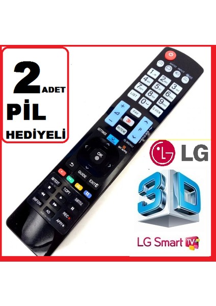 Lg Uyumlu AKB73756502 Smart 3D LED Tv Kumandası - Lg Tüm Modeller Için 930 + 2pil