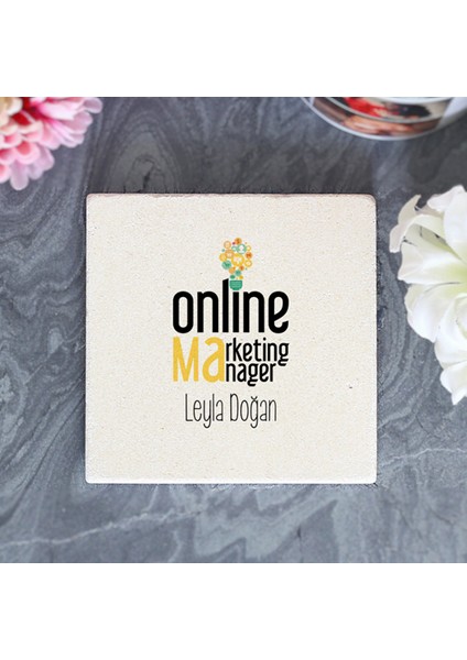 Kişiye Özel Online Marketing Taş Bardak Altlığı