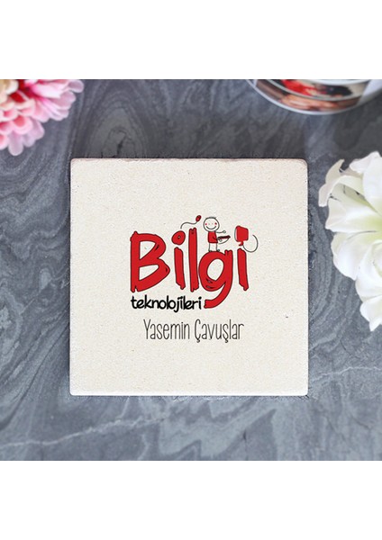 Kişiye Özel Bilgi Teknolojileri Öğretmeni Taş Bardak Altlığı