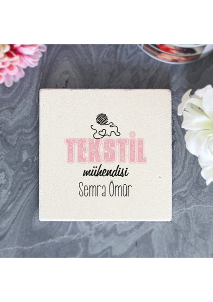 Kişiye Özel Tekstil Mühendisi Taş Bardak Altlığı - Model 3