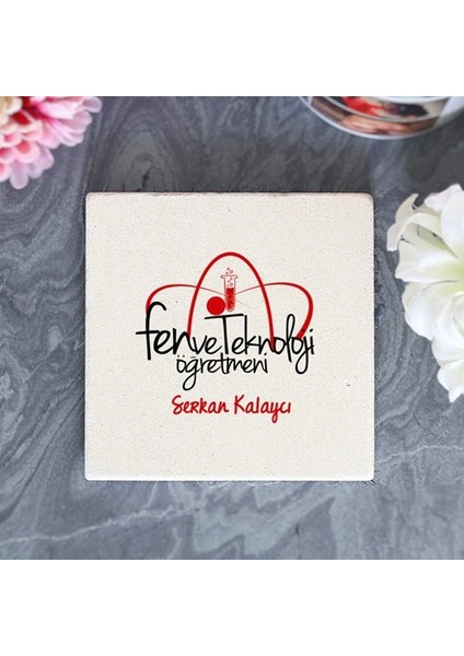 Kişiye Özel Fen ve Teknoloji Öğretmeni Taş Bardak Altlığı