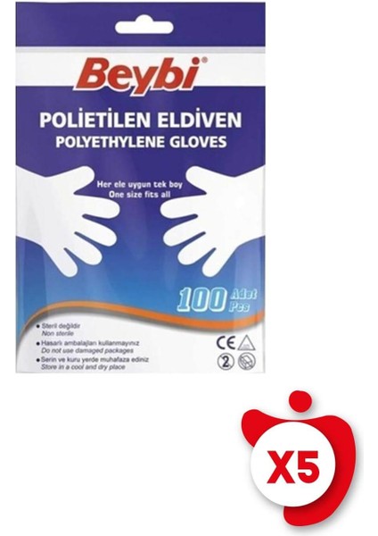 Polietilen Hışır Şeffaf Eldiven 100'LÜ 5 Paket