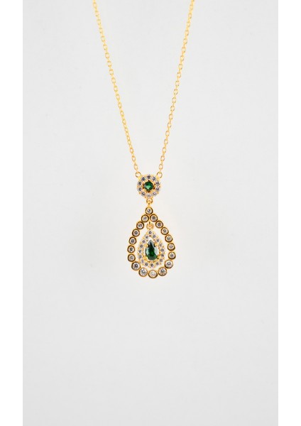 Zümrüt Taşlı Damla Kolye 22 Ayar A059305