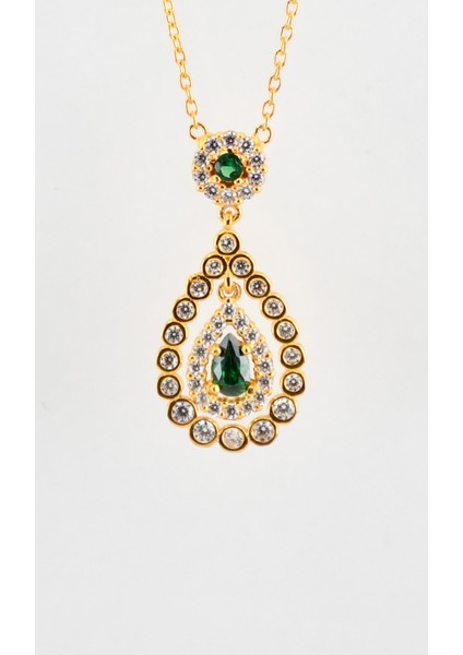 Zümrüt Taşlı Damla Kolye 22 Ayar A059305 fiyatları
