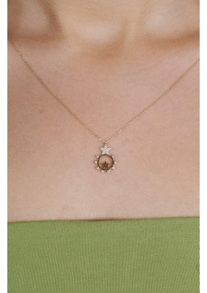 Taşlı Yıldız Kolye 14 Ayar A047747