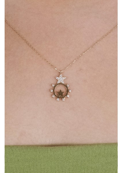 Taşlı Yıldız Kolye 14 Ayar A047747