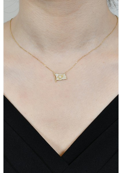 Türk Bayragı Kolye 14 Ayar A037400