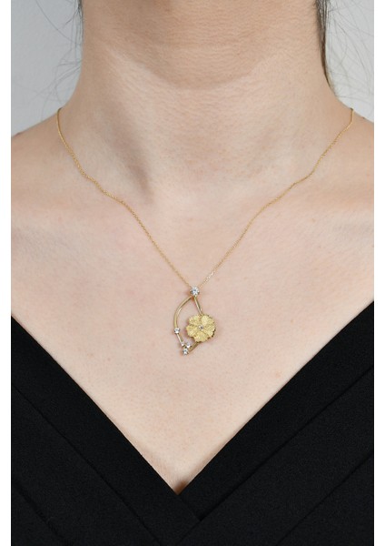 Taşlı Menekşe Kolye 14 Ayar A043514