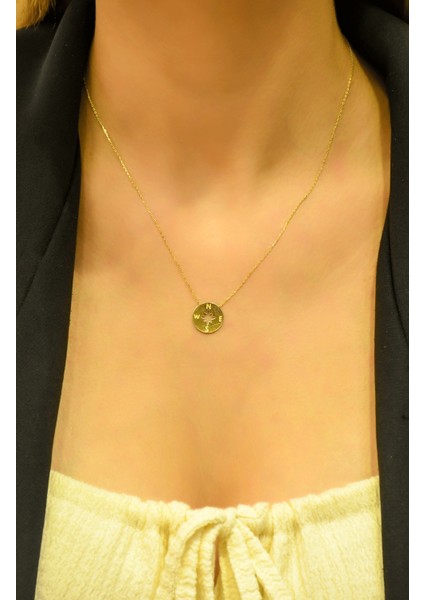 Pusula Kolye 14 Ayar AT01289