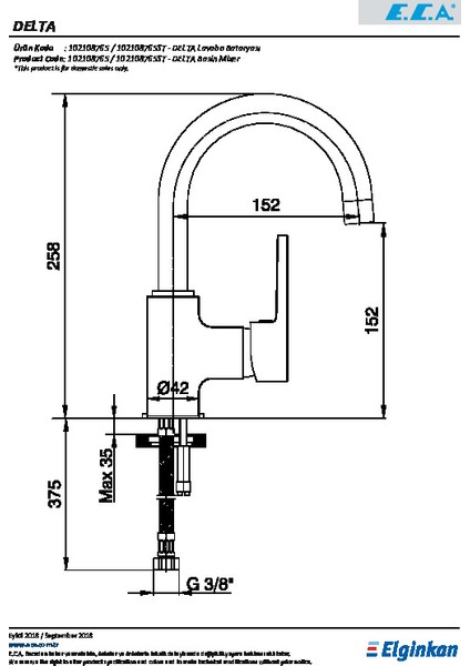 ECA Delta Kuğu Borulu Lavabo Bataryası 102108765