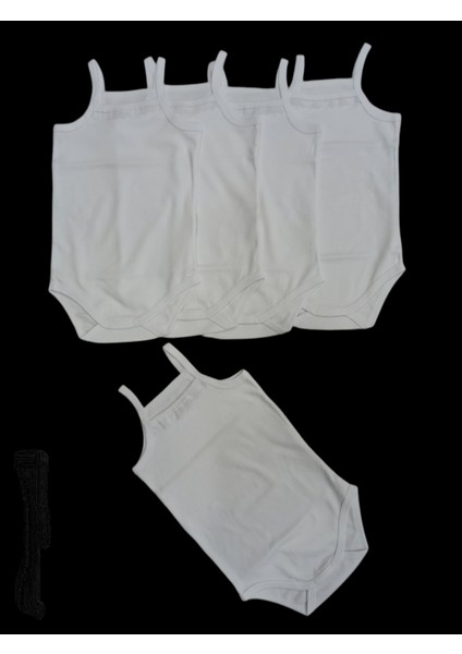Ip Askılı Yakası Fistolu (Dantelli) Çıtçıtlı Badi Beyaz Renk 5'li Paket 3- 48 Ay Arası modelleri